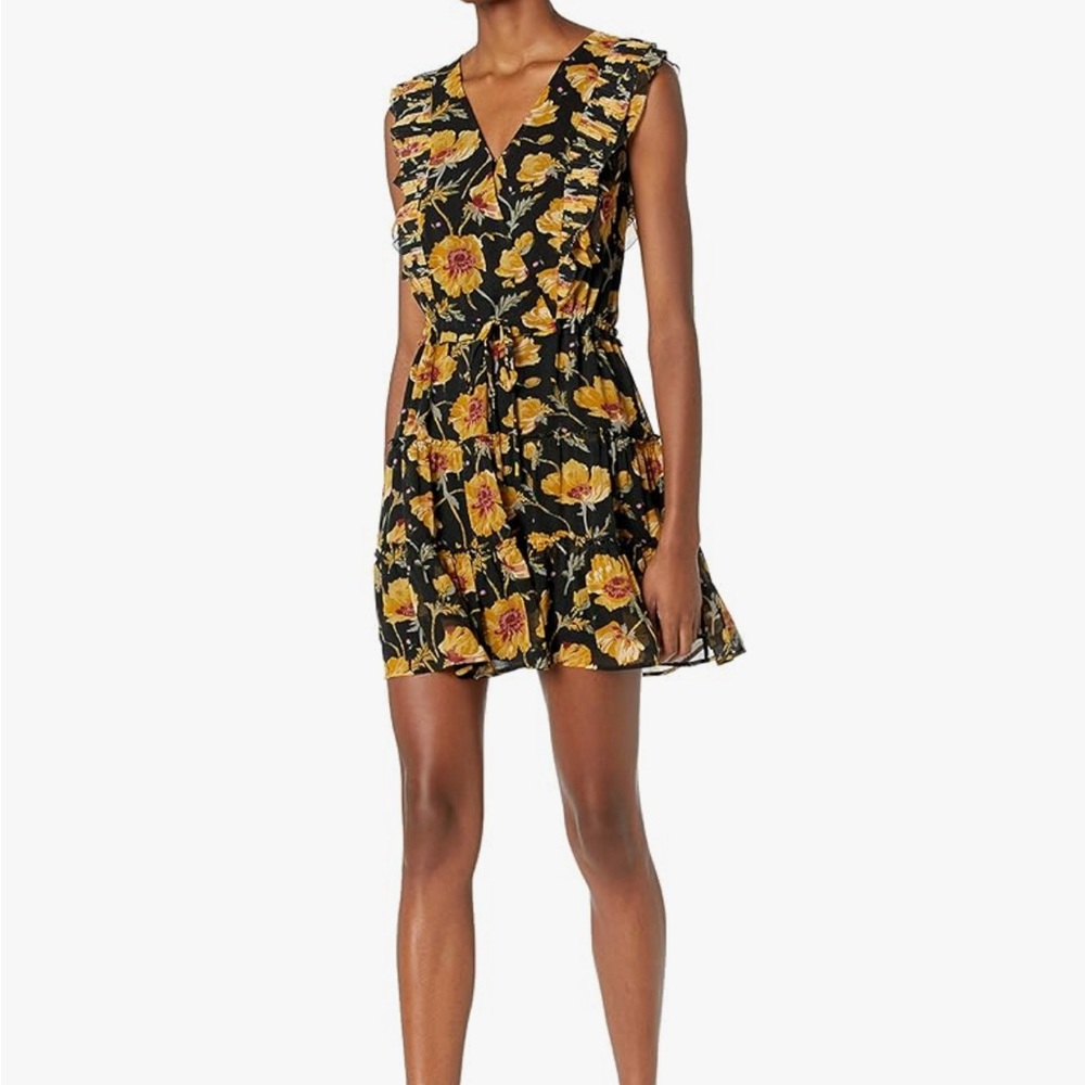 NWT | PAIGE Floral Black Dress with Yellow Flowers